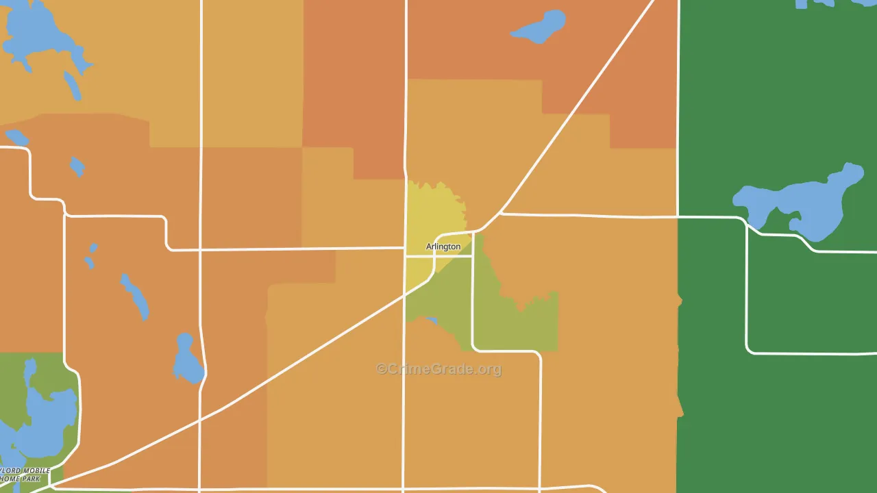 Arlington, MN Map of Robbery Rates