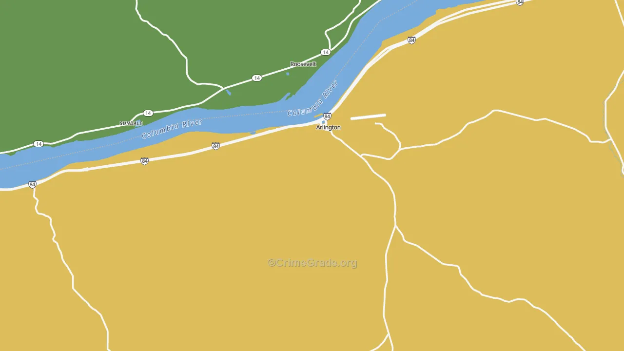 Arlington, OR Map of Robbery Rates