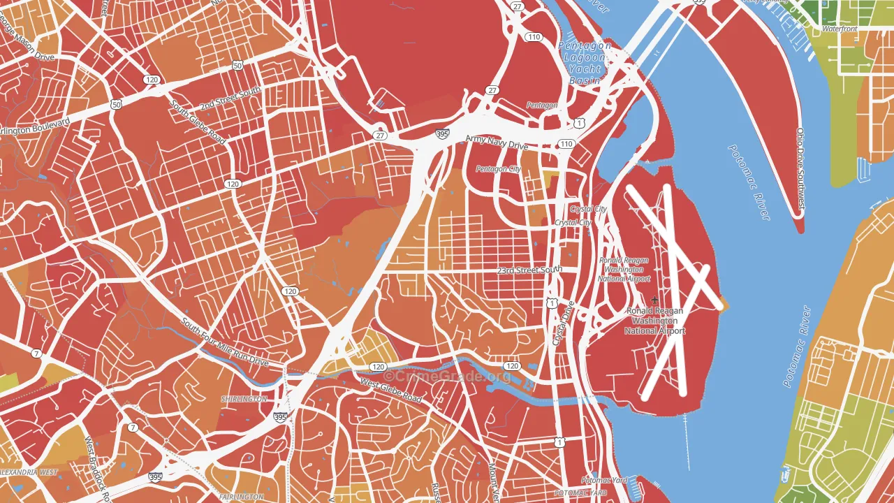 Arlington Ridge, Arlington, VA Map of Robbery Rates