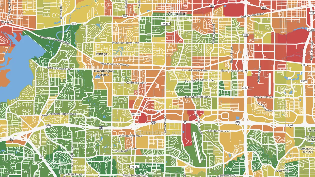 Arlington, TX Map of Robbery Rates