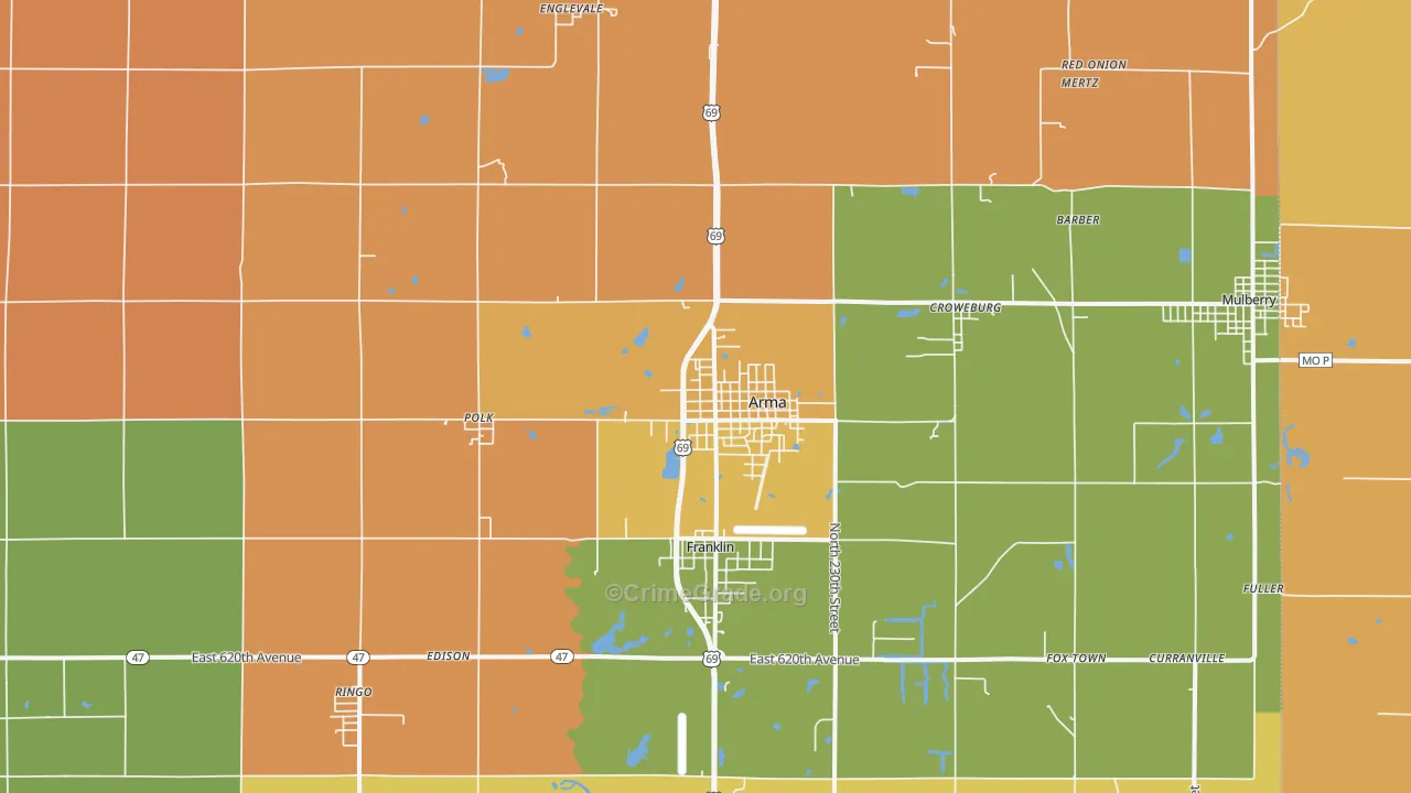 Arma, KS Map of Robbery Rates