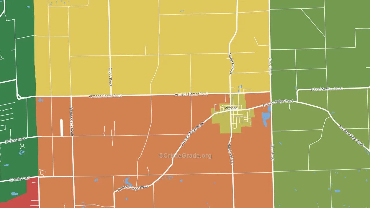 Armada, MI Map of Robbery Rates