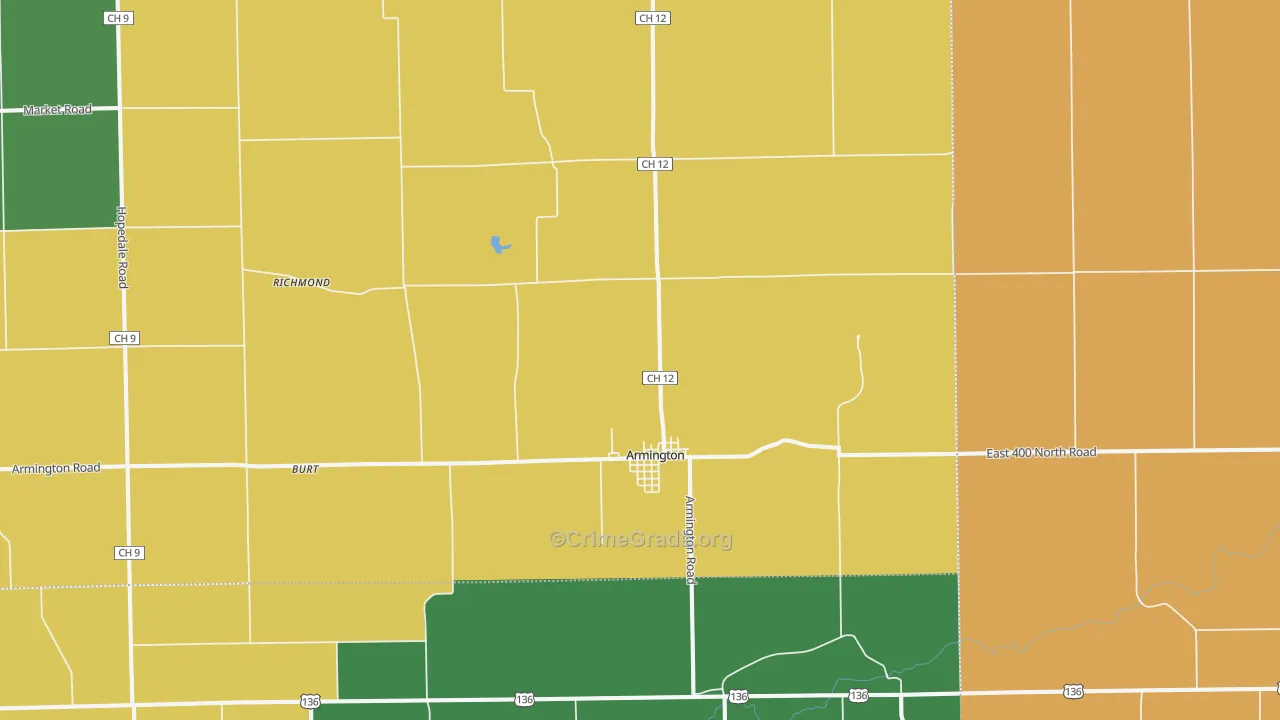 Armington, IL Map of Robbery Rates