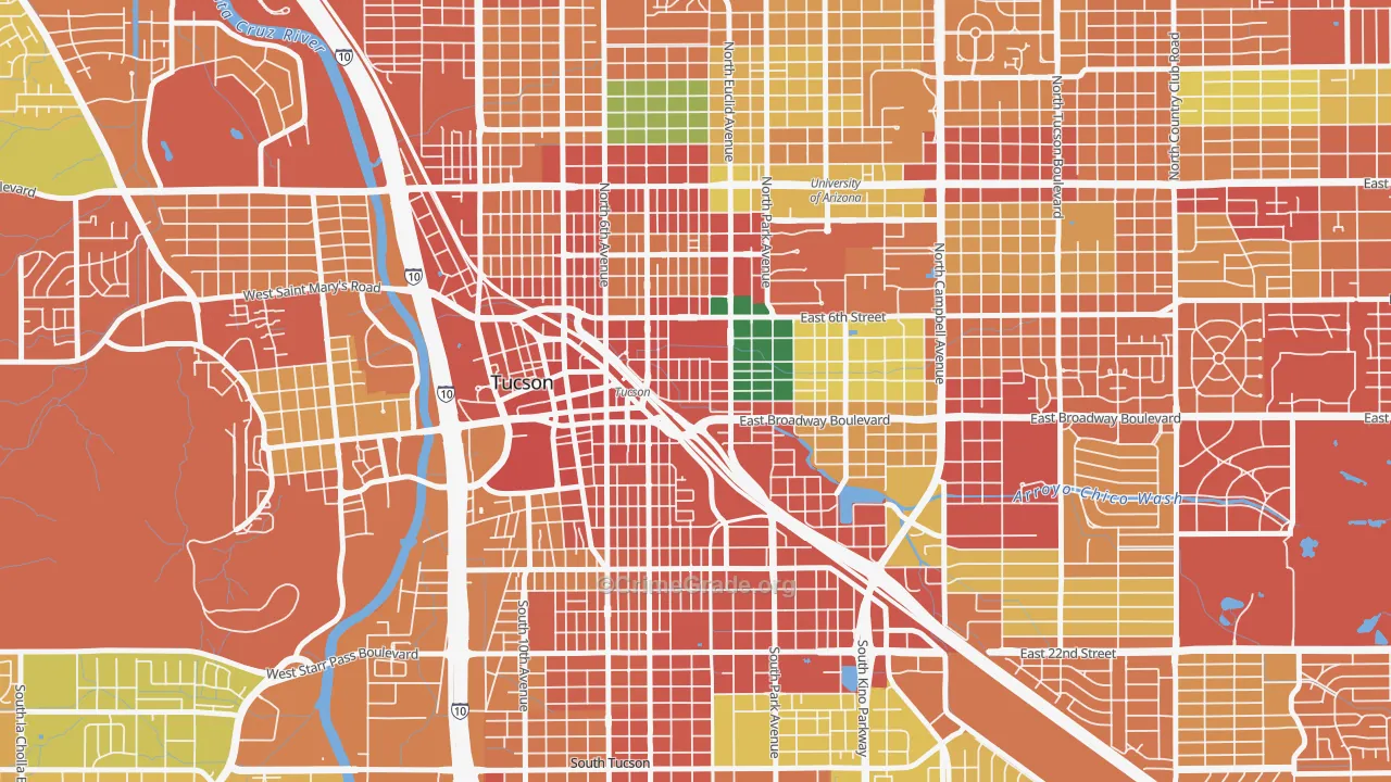 Armory Park, Tucson, AZ Map of Robbery Rates