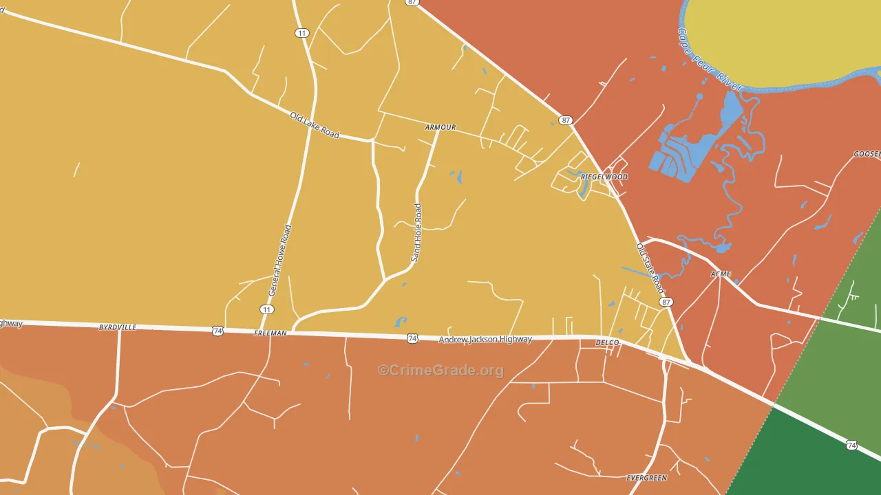 Armour, NC Map of Robbery Rates
