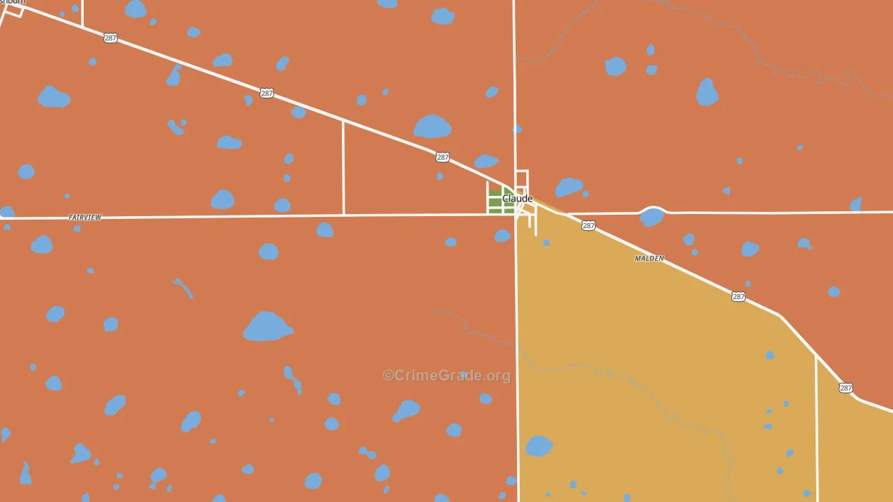 Armstrong County, TX Map of Robbery Rates