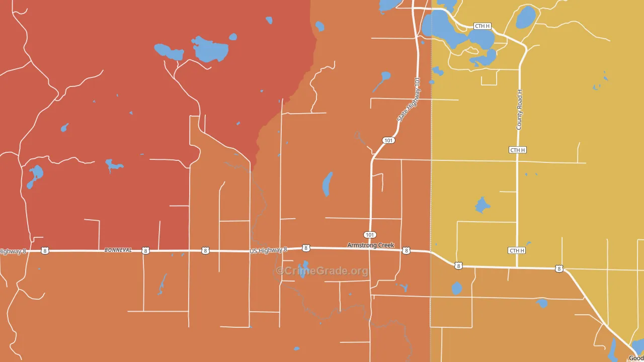 Armstrong Creek, WI Map of Robbery Rates