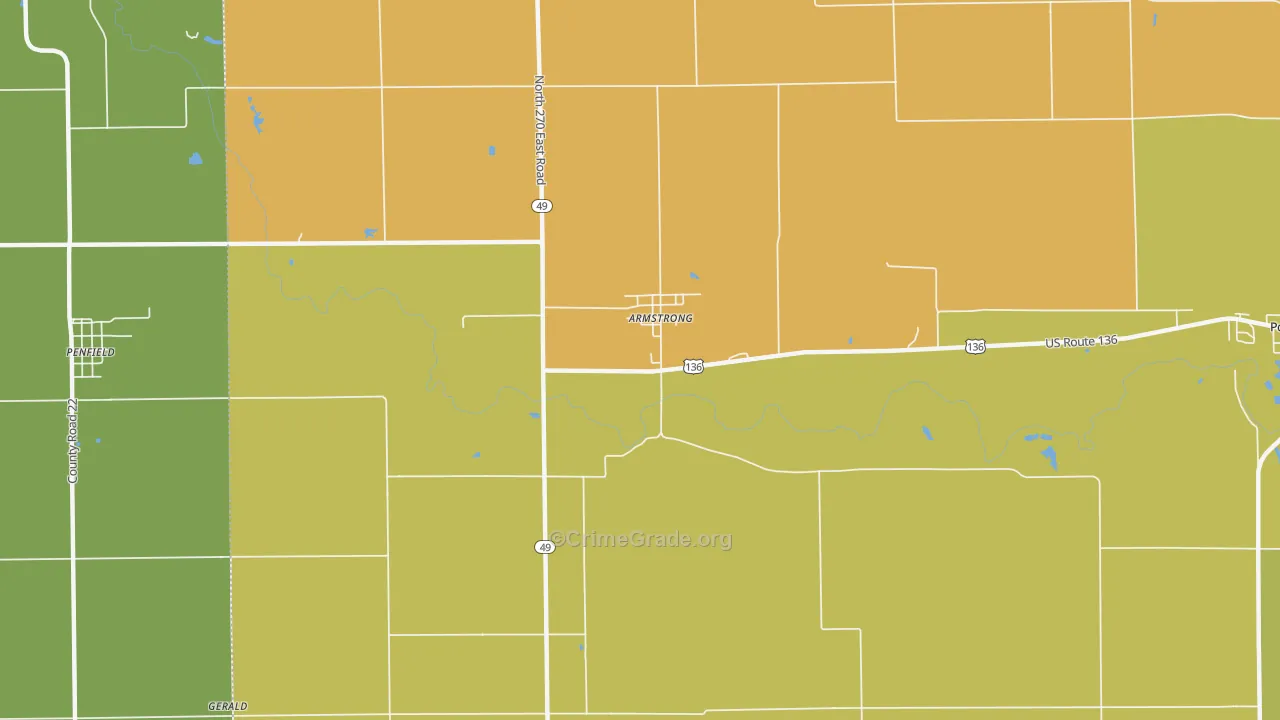 Armstrong, IL Map of Robbery Rates