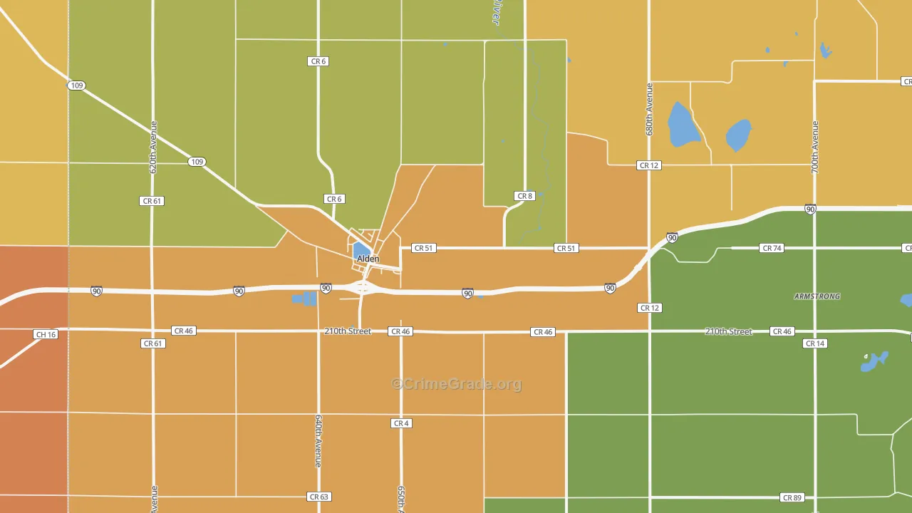 Armstrong, MN Map of Robbery Rates