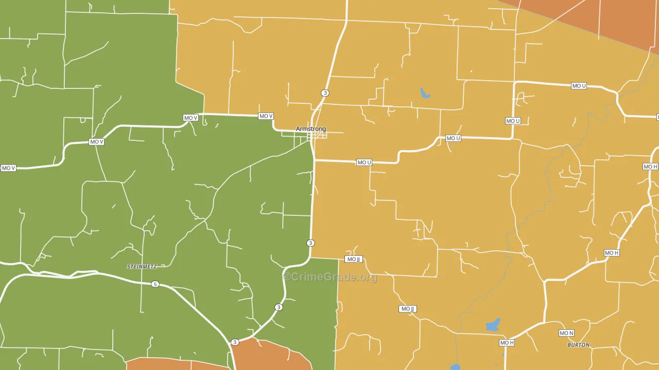 Armstrong, MO Map of Robbery Rates
