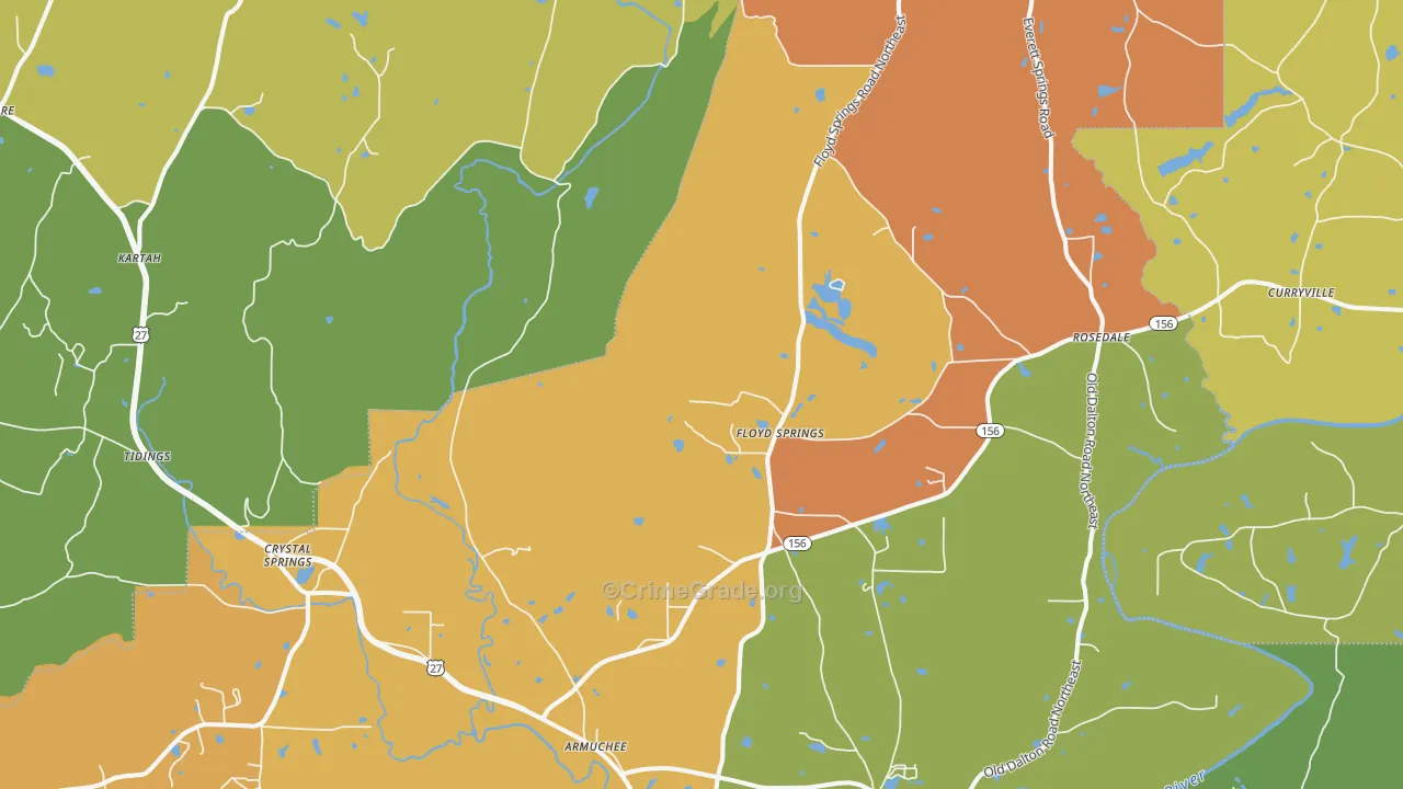 Armuchee, GA Map of Robbery Rates