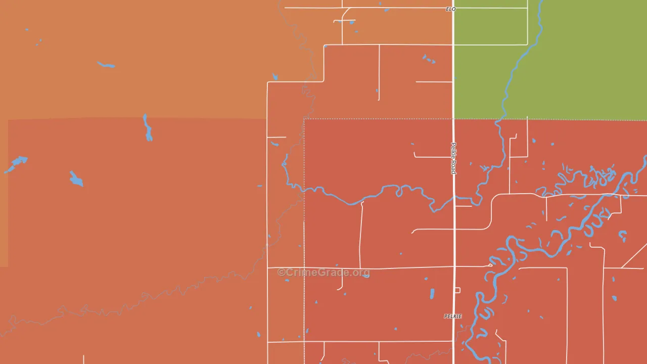 Arnheim, MI Map of Robbery Rates