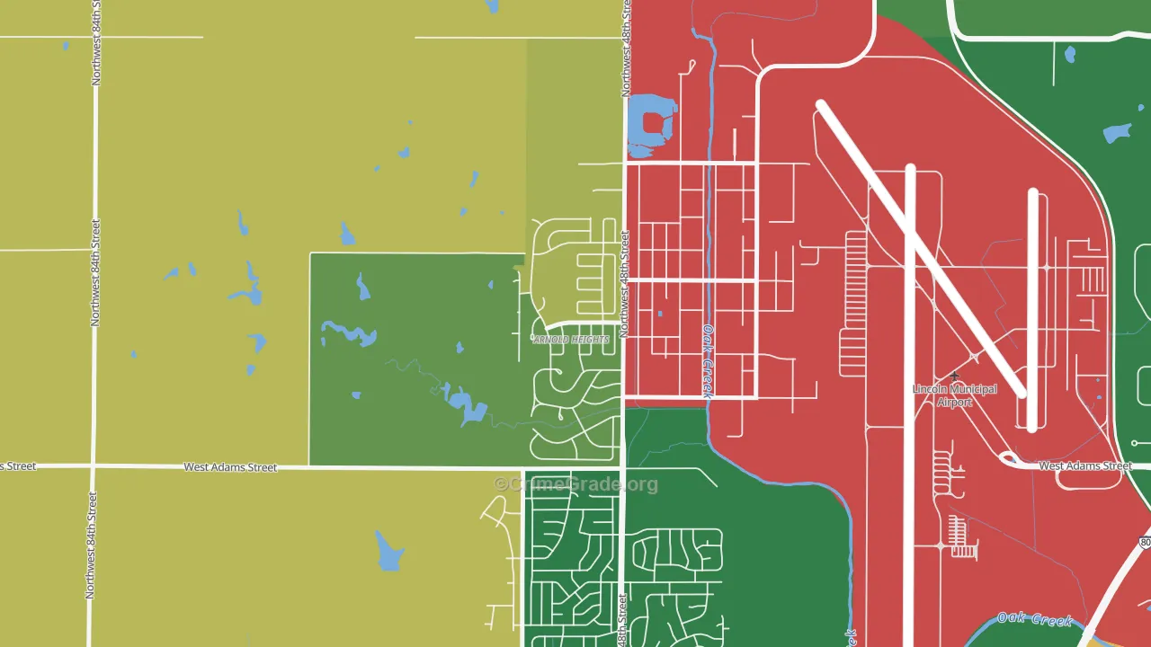 Arnold Heights, Lincoln, NE Map of Robbery Rates