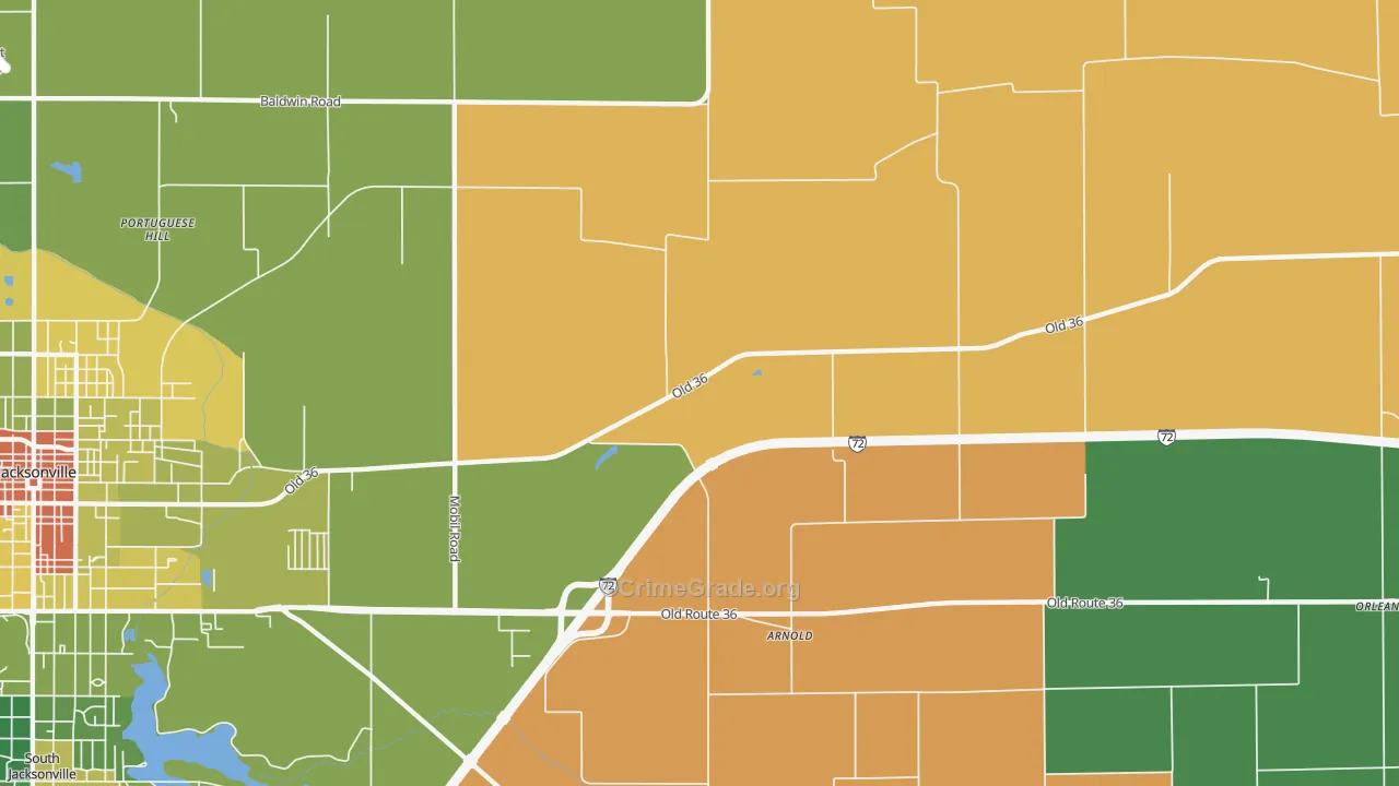 Arnold, IL Map of Robbery Rates
