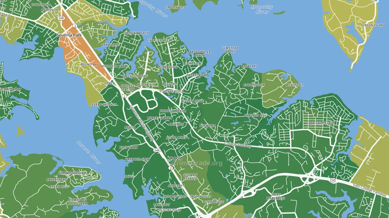 Arnold, MD Map of Robbery Rates