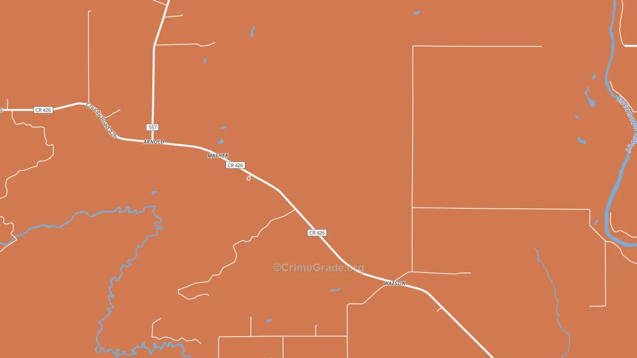 Arnold, MI Map of Robbery Rates