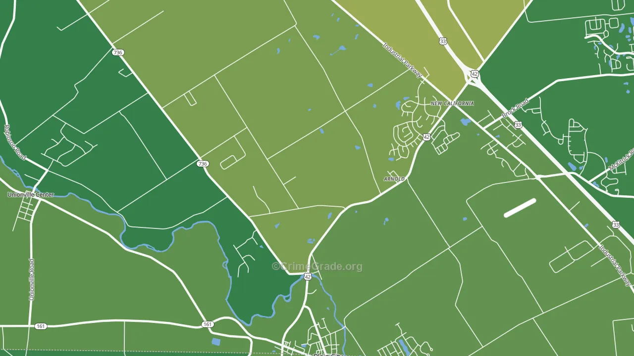 Arnold, OH Map of Robbery Rates