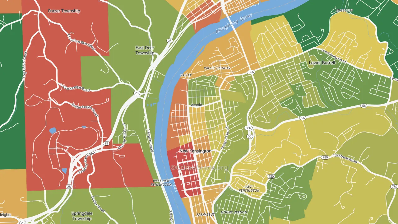 Arnold, PA Map of Robbery Rates