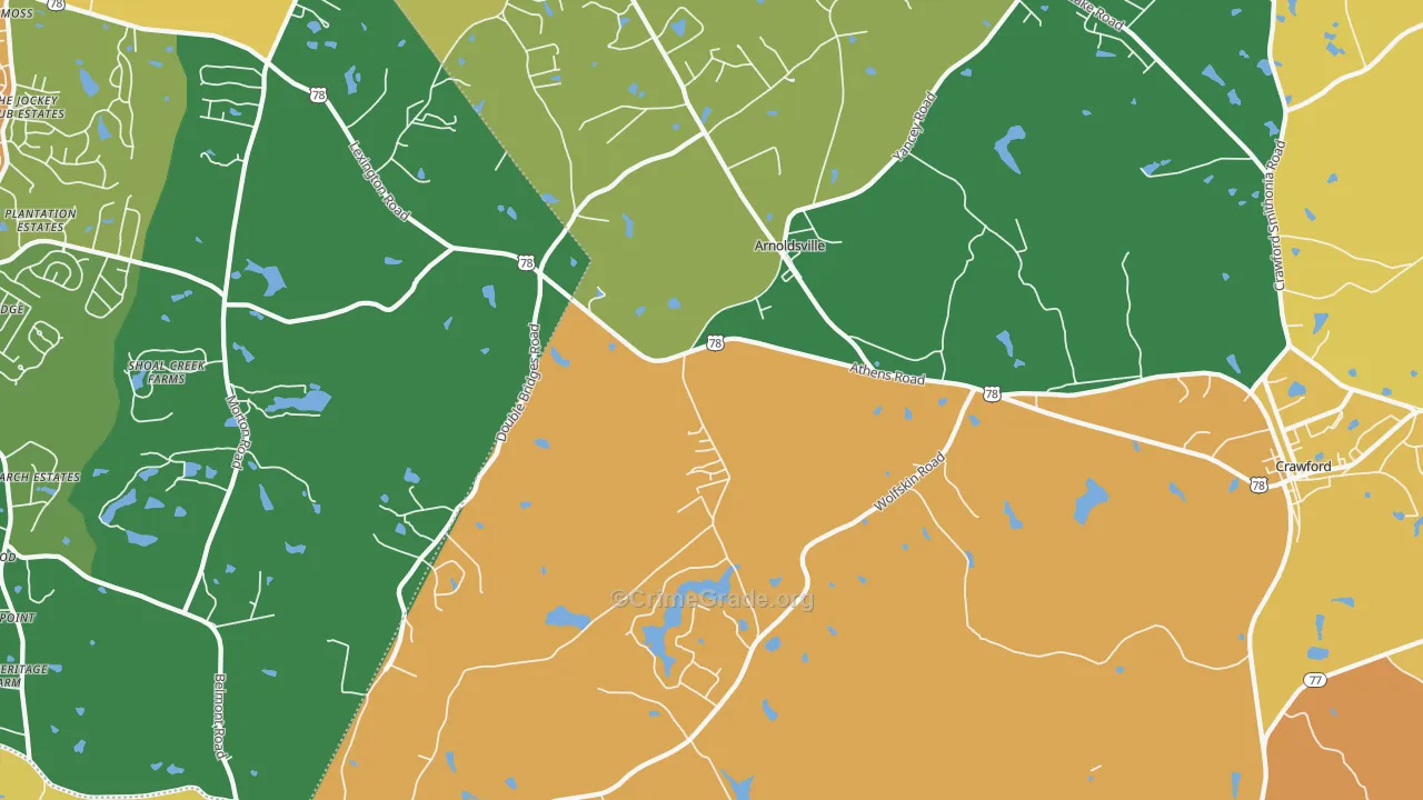 Arnoldsville, GA Map of Robbery Rates