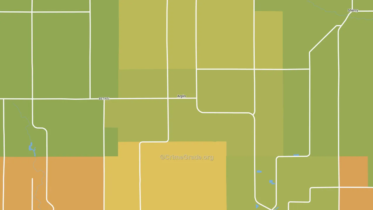 Arpin, WI Map of Robbery Rates
