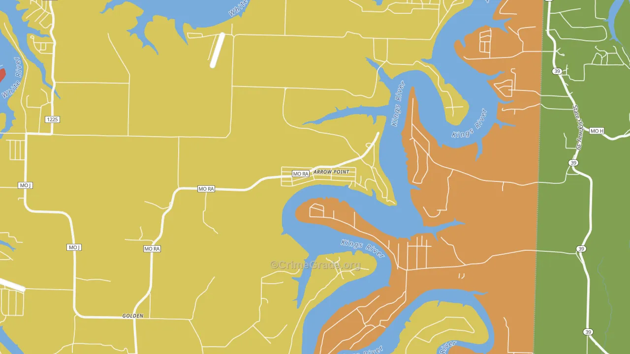 Arrow Point, MO Map of Robbery Rates