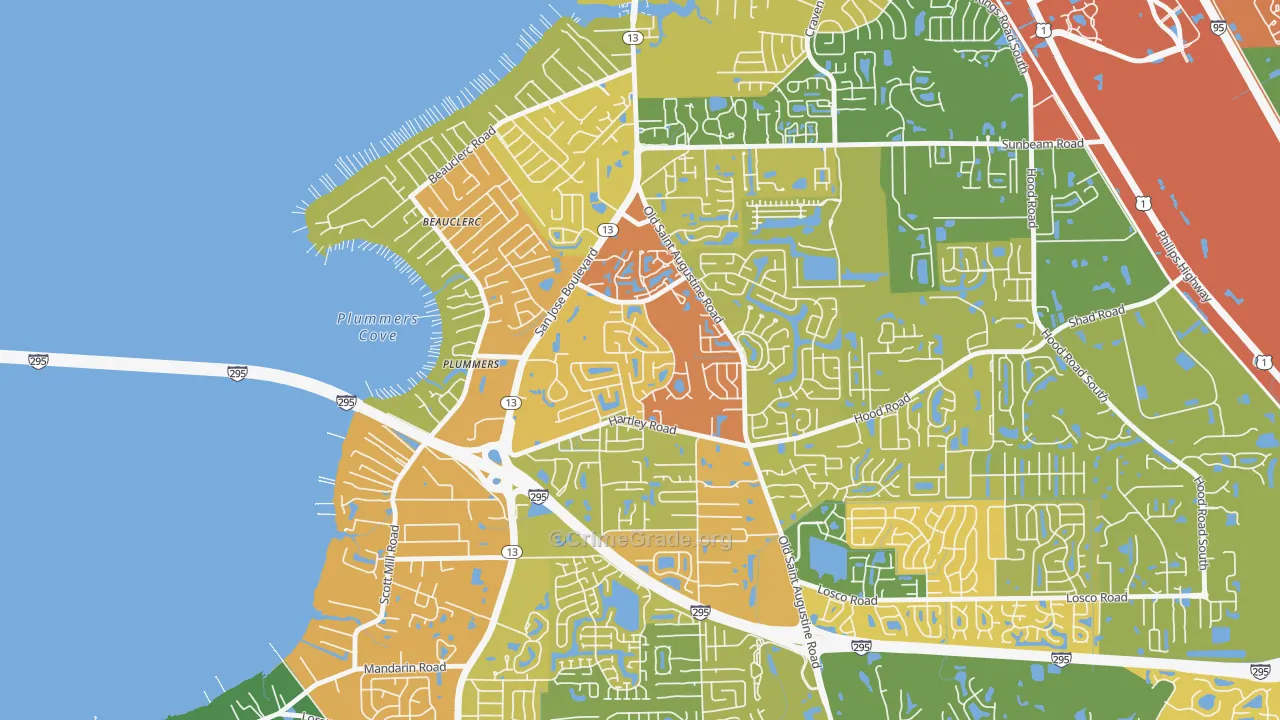Arrowhead, Jacksonville, FL Map of Robbery Rates