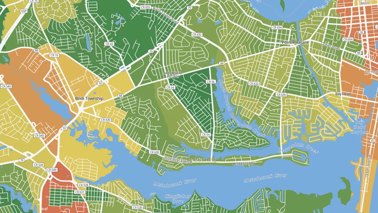 Arrowhead Park, Brick, NJ Map of Robbery Rates