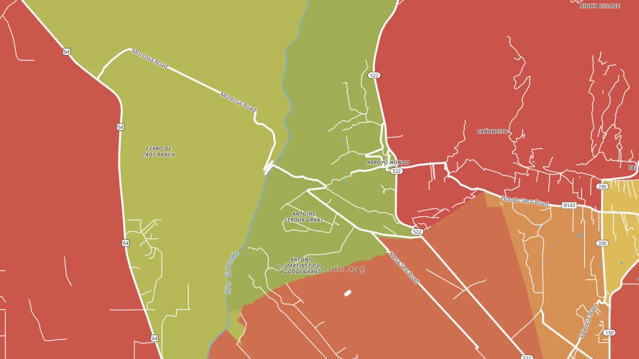 Arroyo Hondo, NM Map of Robbery Rates