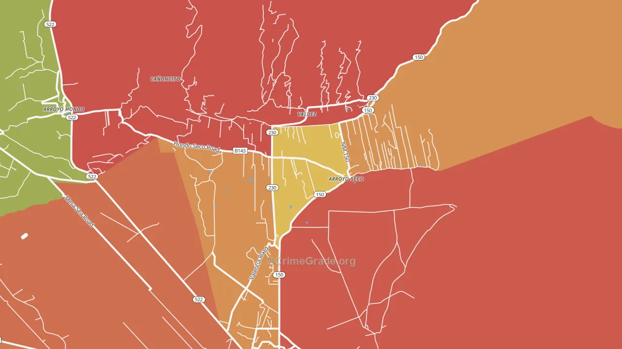 Arroyo Seco, NM Map of Robbery Rates
