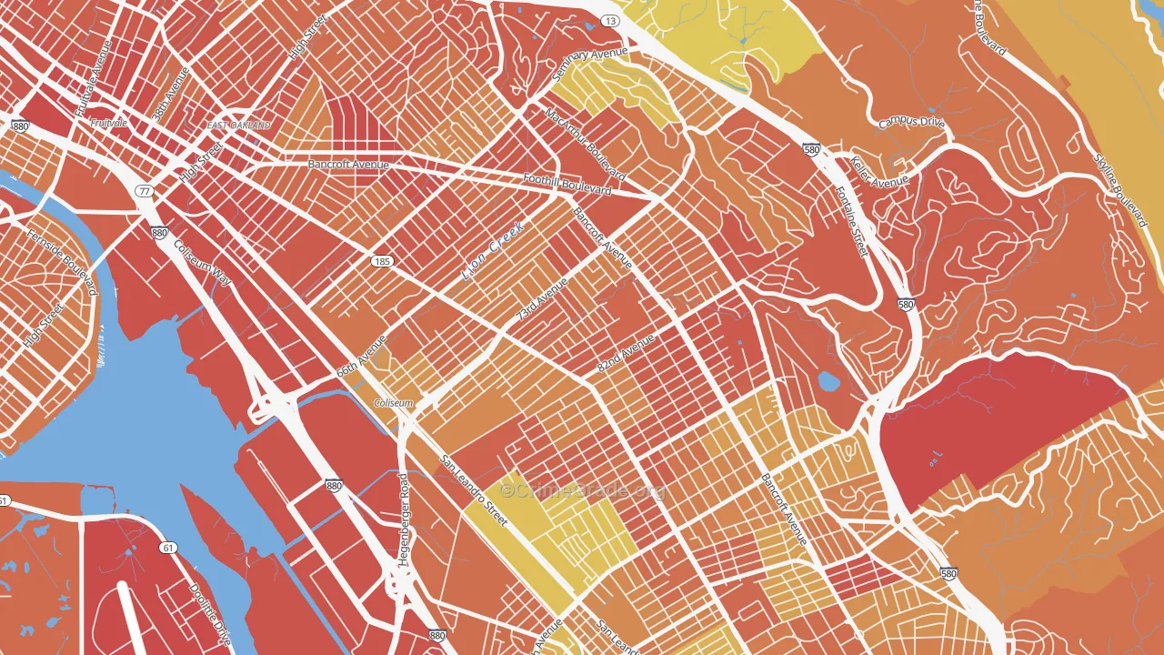 Arroyo Viejo, Oakland, CA Map of Robbery Rates