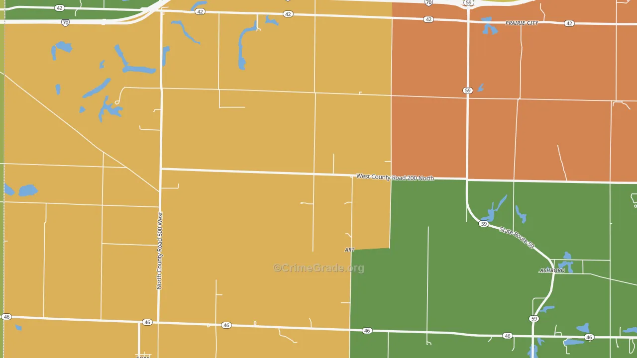 Art, IN Map of Robbery Rates