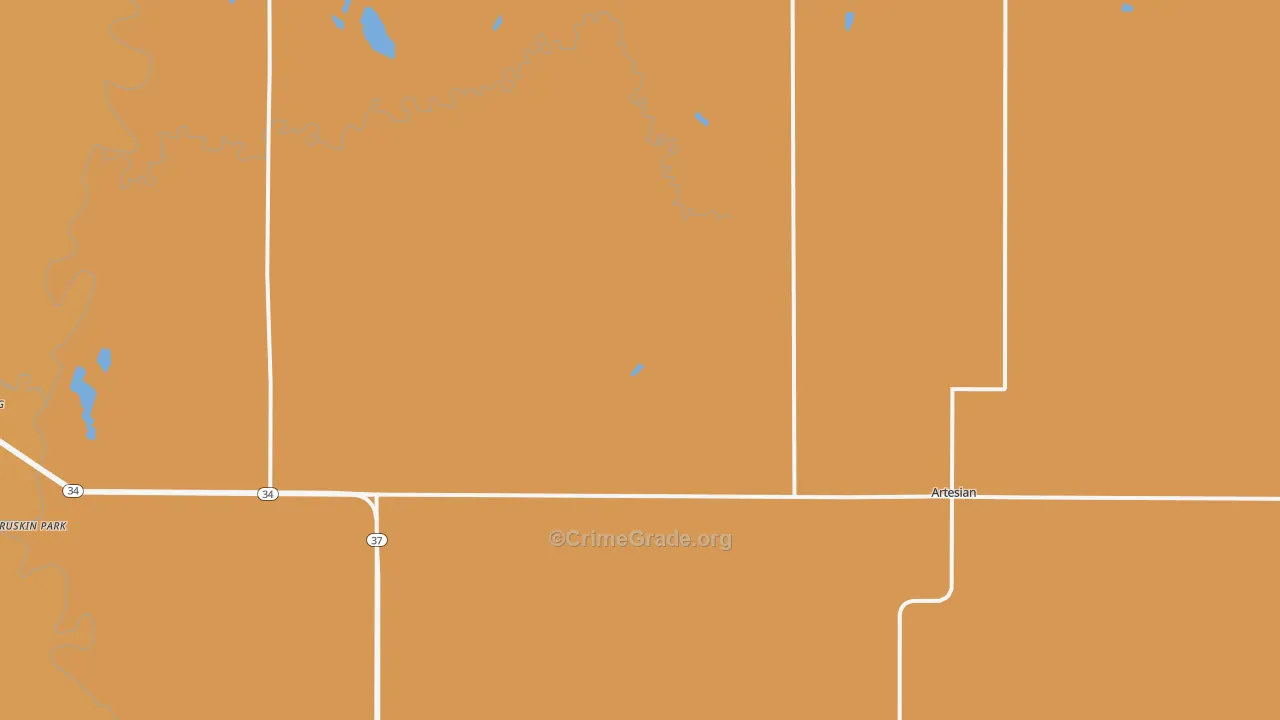 Artesian, SD Map of Robbery Rates