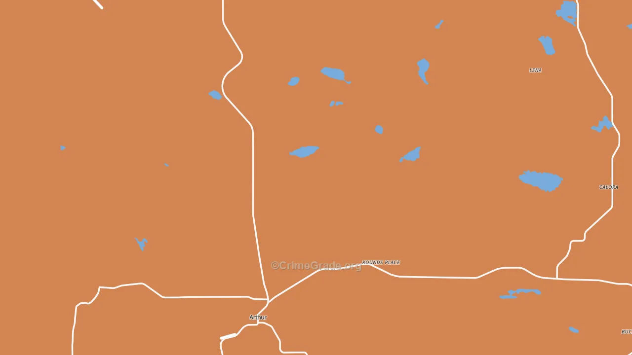 Arthur, NE Map of Robbery Rates