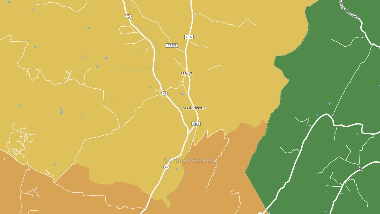 Arthur, WV Map of Robbery Rates