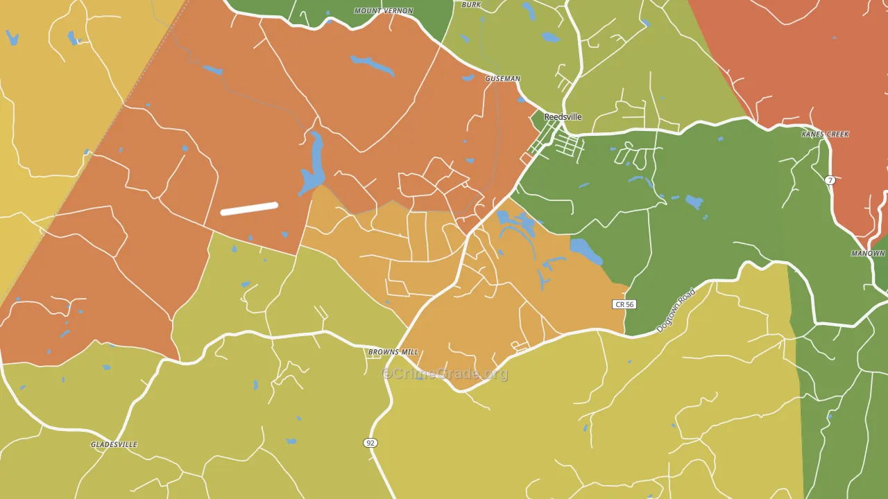 Arthurdale, WV Map of Robbery Rates