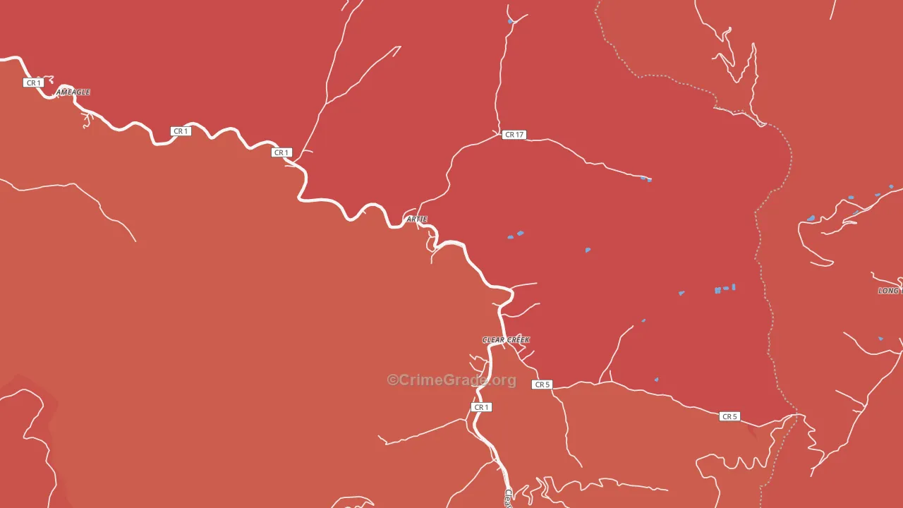 Artie, WV Map of Robbery Rates