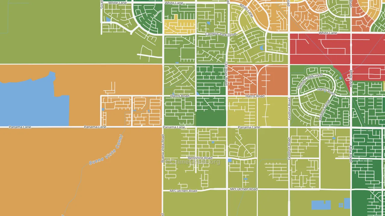 Artisan, Bakersfield, CA Map of Robbery Rates