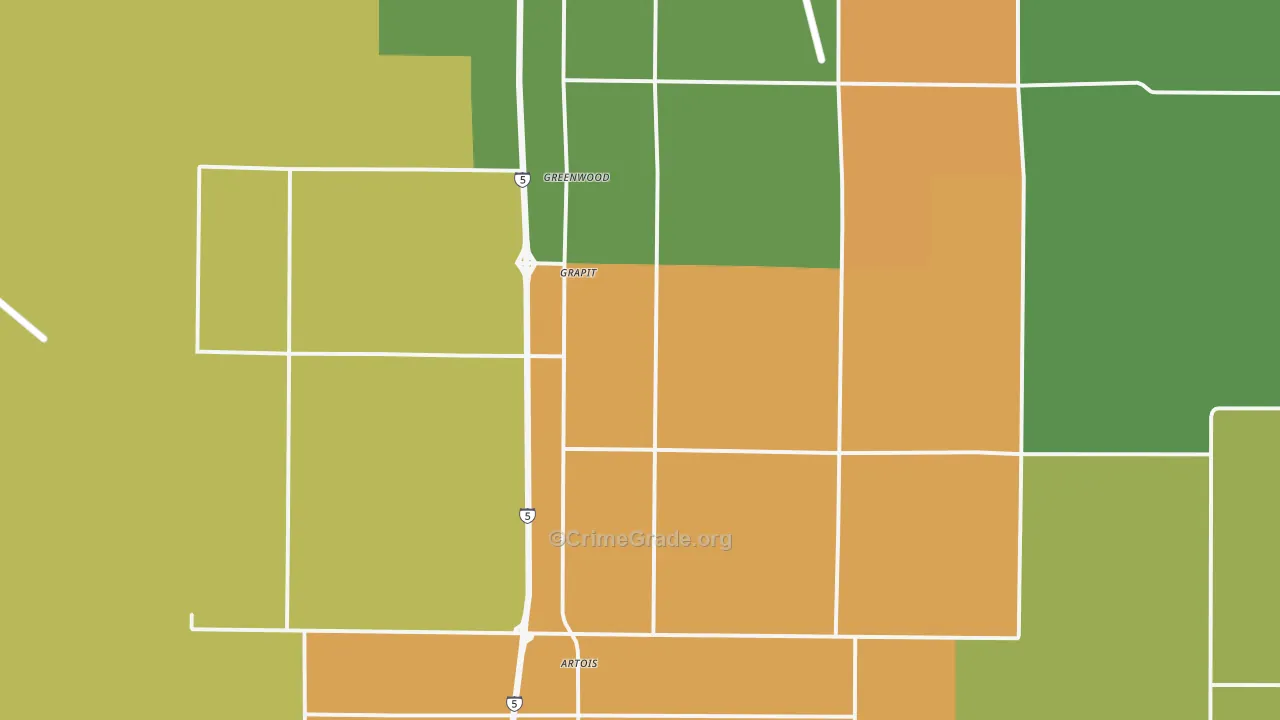 Artois, CA Map of Robbery Rates