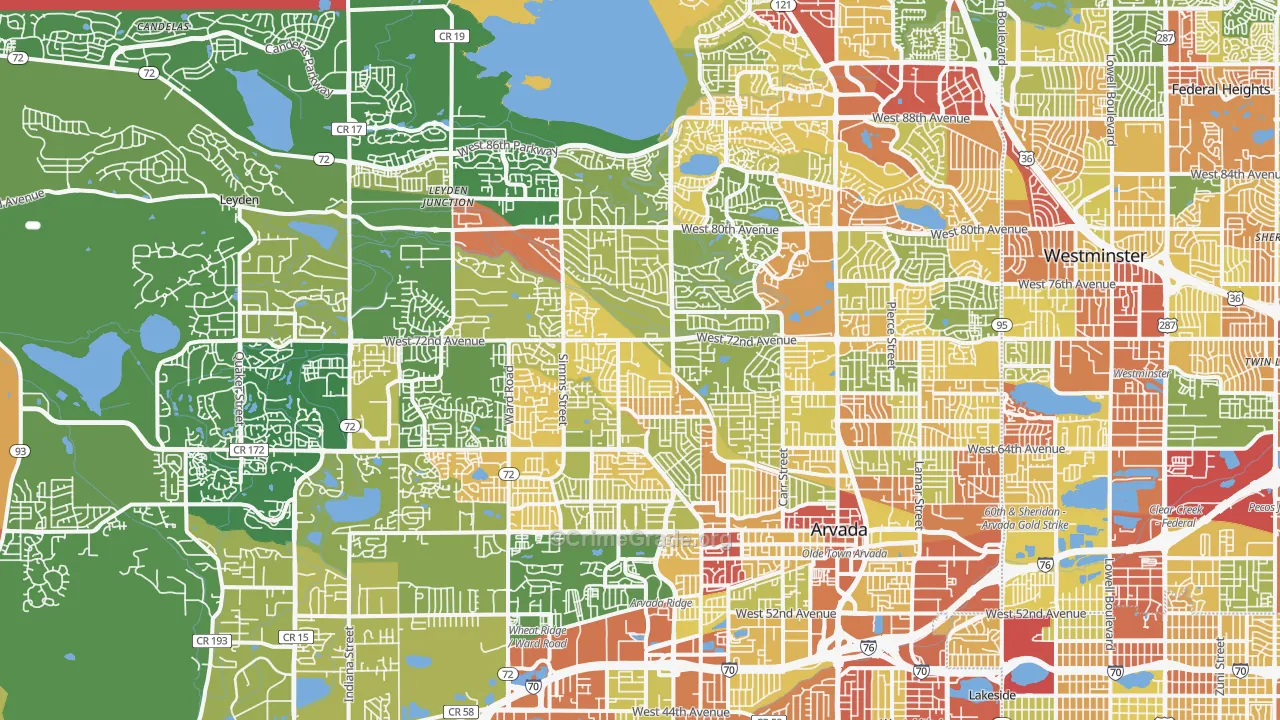 Arvada, CO Map of Robbery Rates