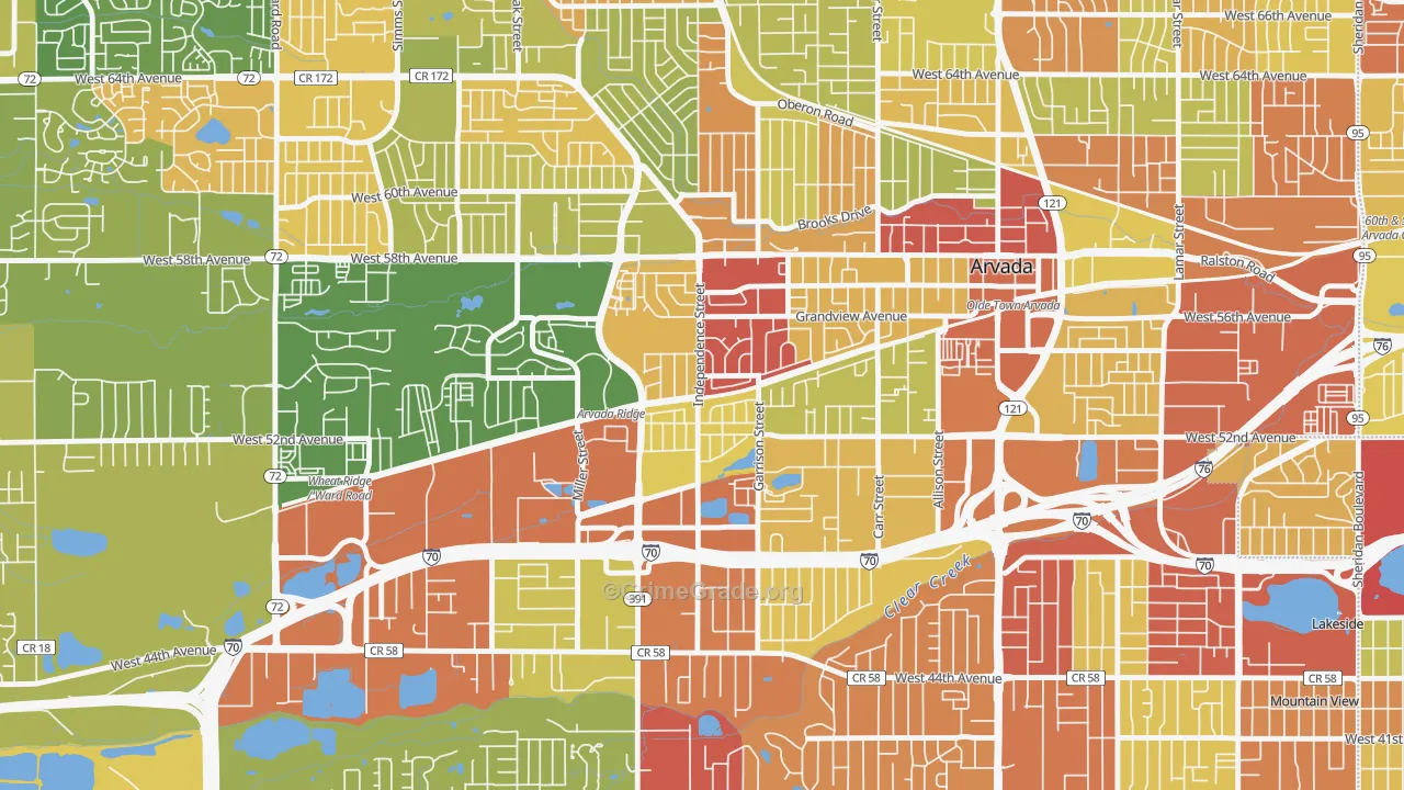 Arvada Plaza Area, Arvada, CO Map of Robbery Rates