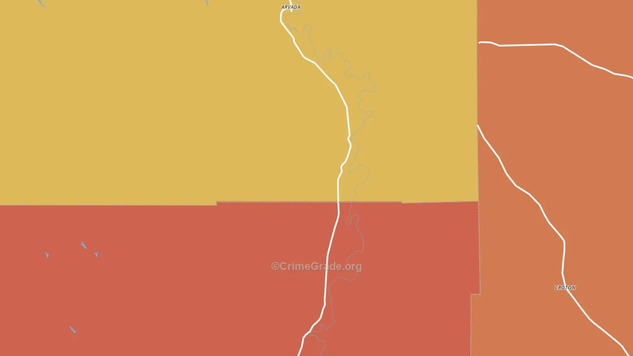 Arvada, WY Map of Robbery Rates
