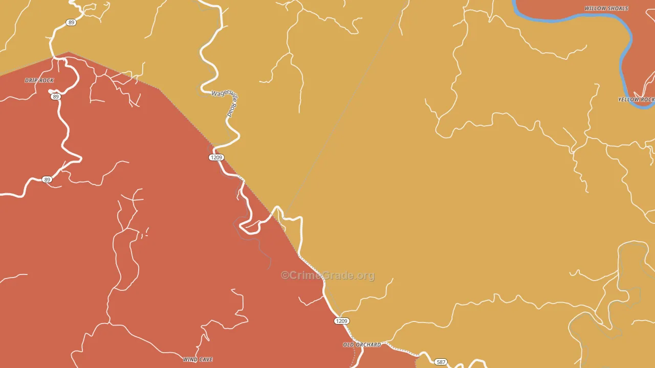 Arvel, KY Map of Robbery Rates