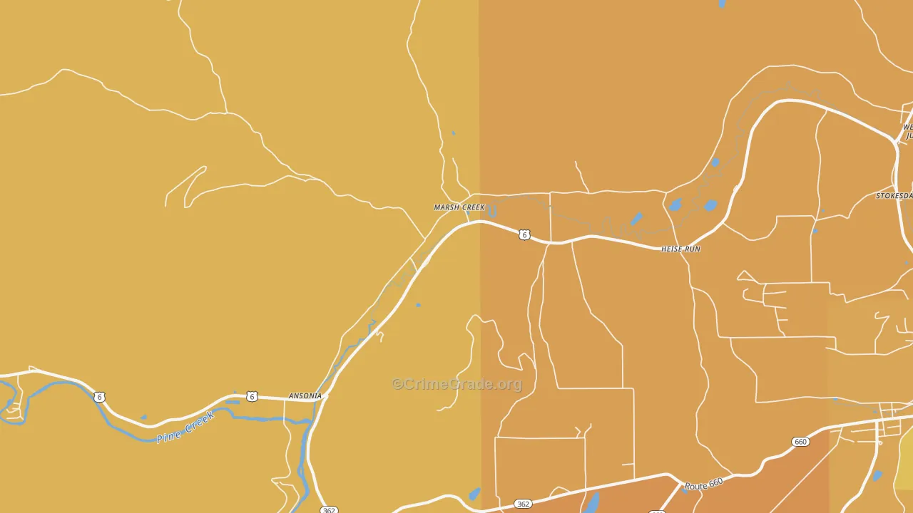 Asaph, PA Map of Robbery Rates
