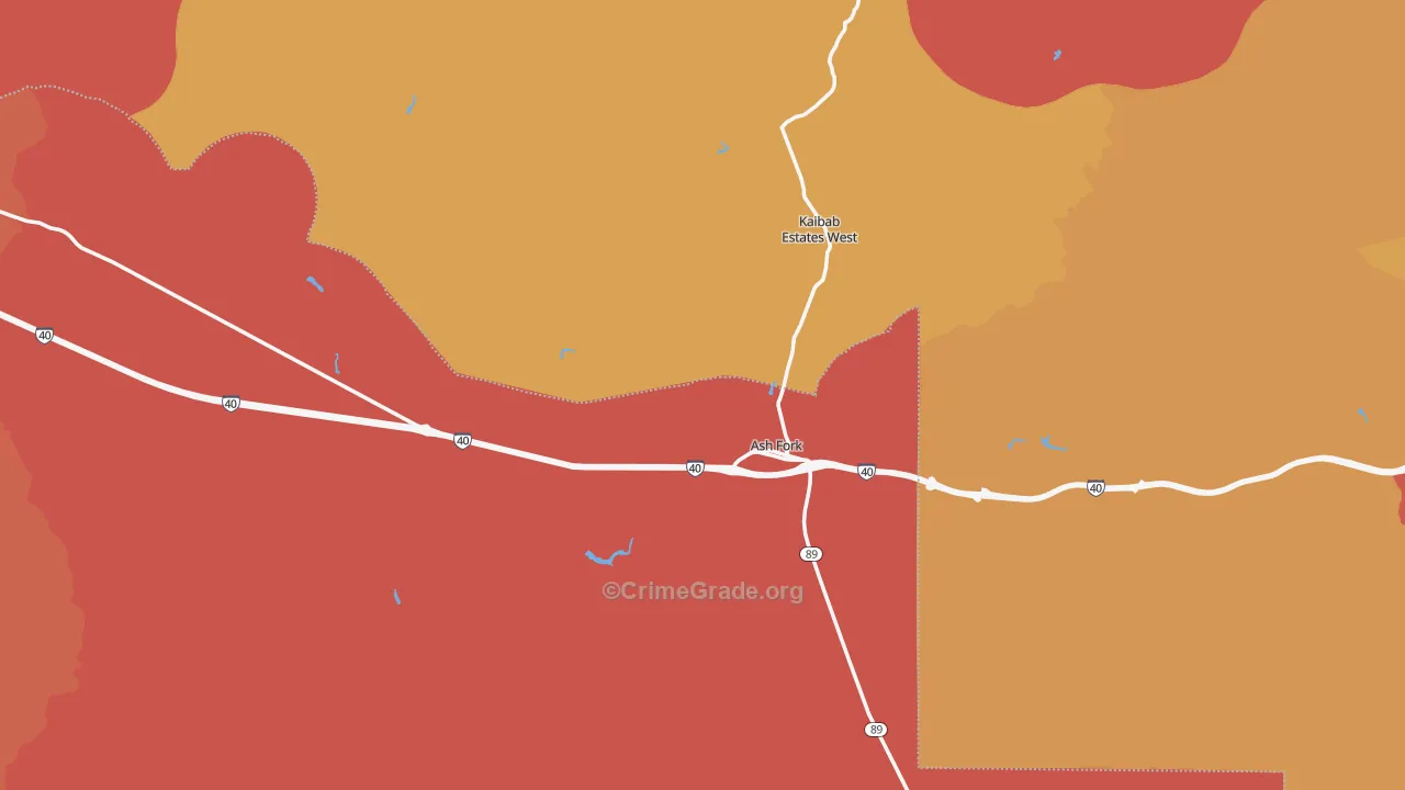 Ash Fork, AZ Map of Robbery Rates