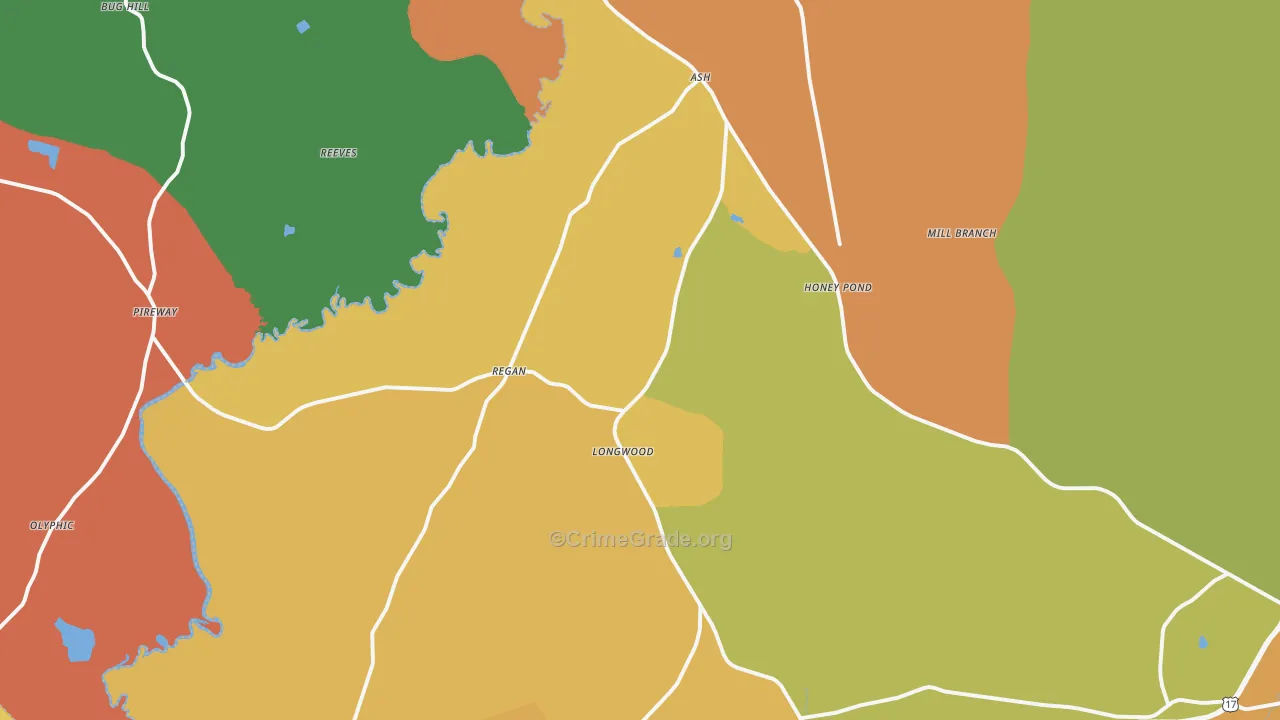 Ash, NC Map of Robbery Rates