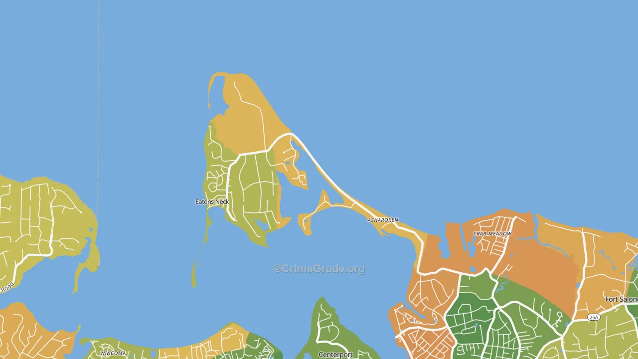 Asharoken, NY Map of Robbery Rates