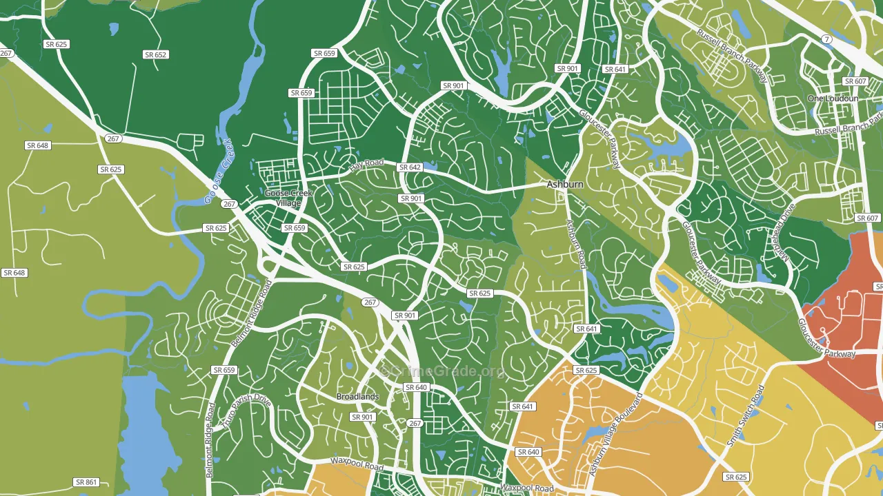 Ashburn Farm, Ashburn, VA Map of Robbery Rates