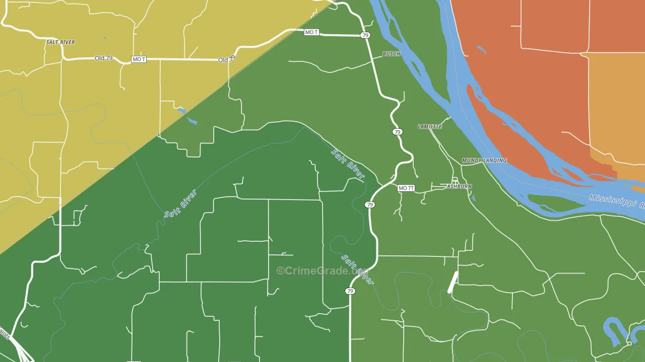 Ashburn, MO Map of Robbery Rates