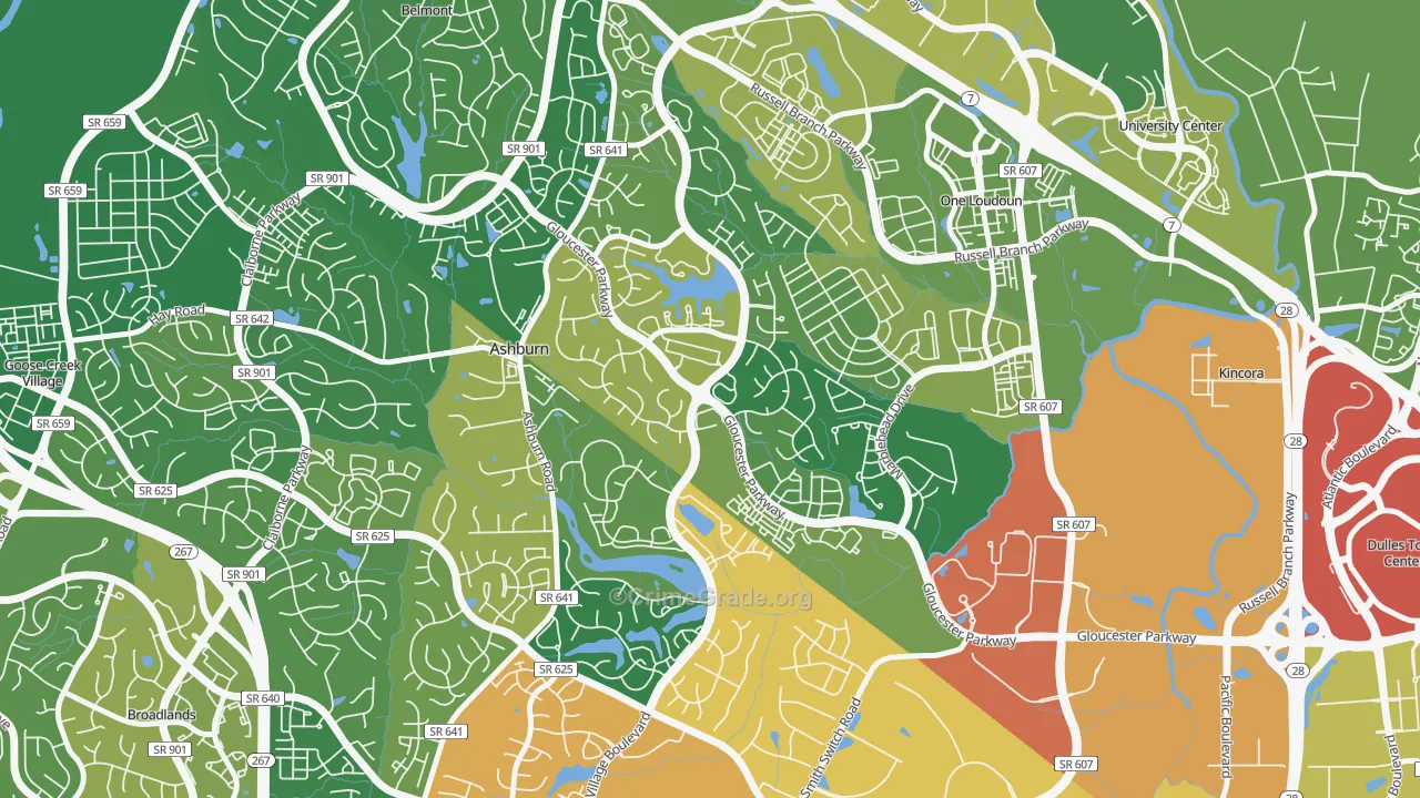 Ashburn Village, Ashburn, VA Map of Robbery Rates