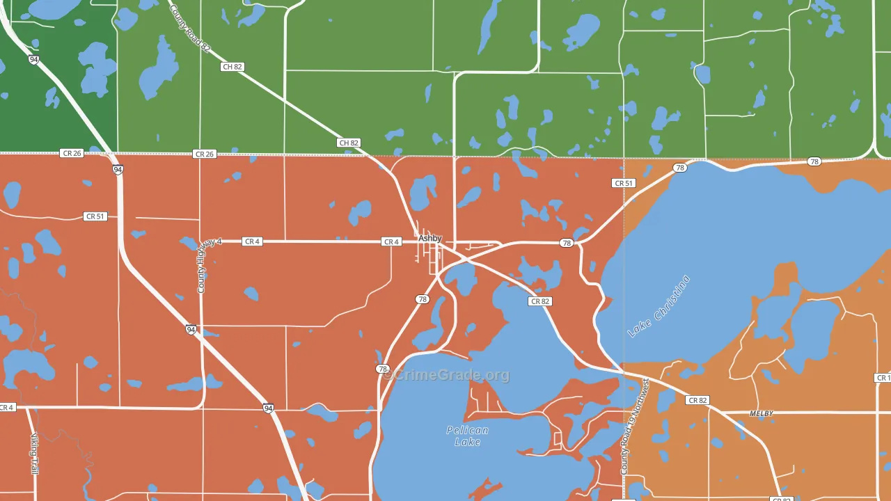 Ashby, MN Map of Robbery Rates